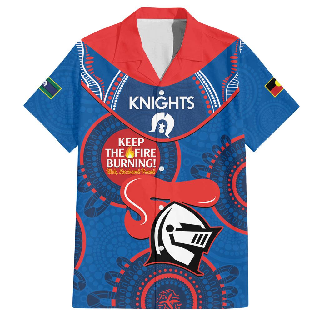 Custom NRL Knights NAIDOC Week Family Matching Long Sleeve Bodycon Dress and Hawaiian Shirt Keep The Fire Burning Indigenous Art