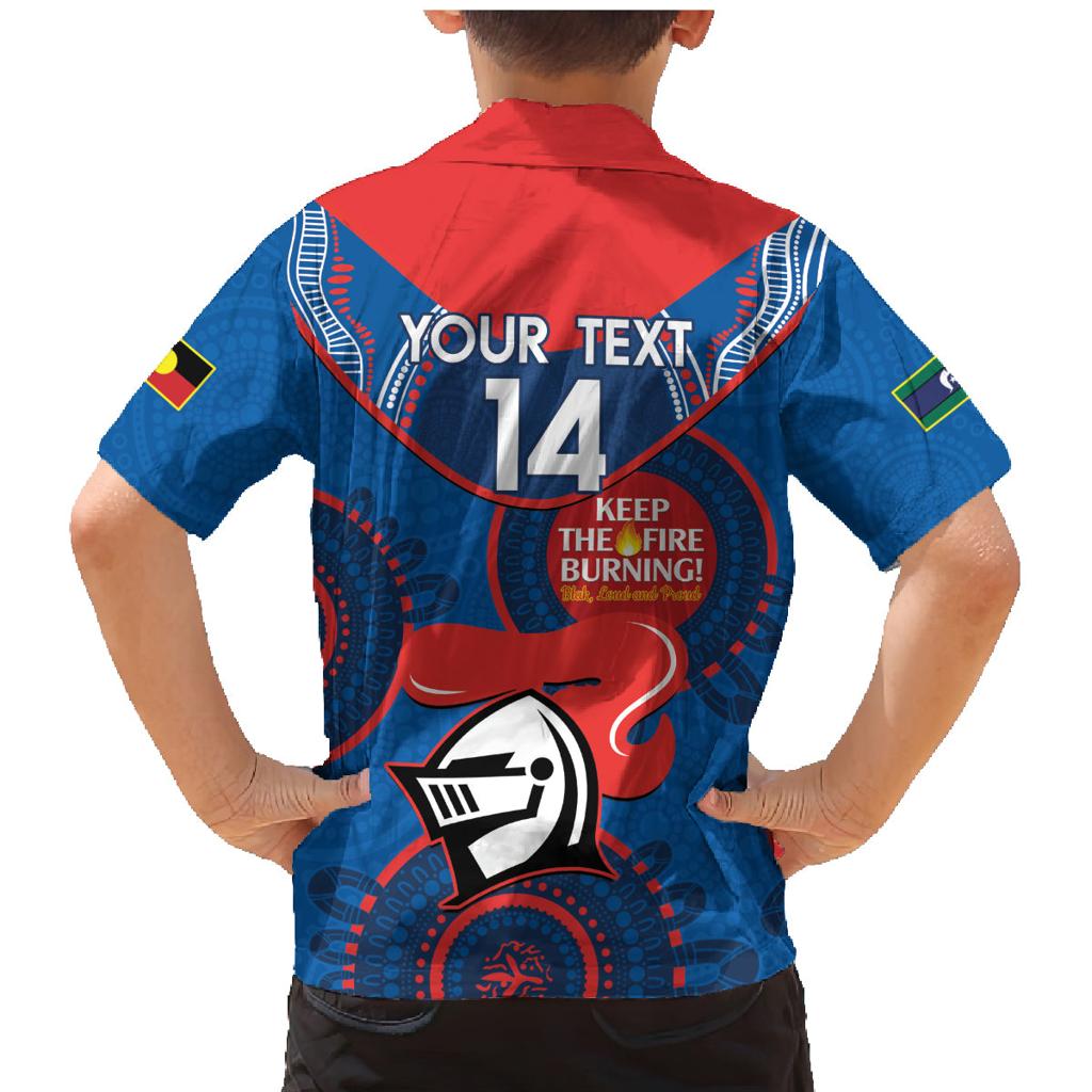 Custom NRL Knights NAIDOC Week Family Matching Mermaid Dress and Hawaiian Shirt Keep The Fire Burning Indigenous Art