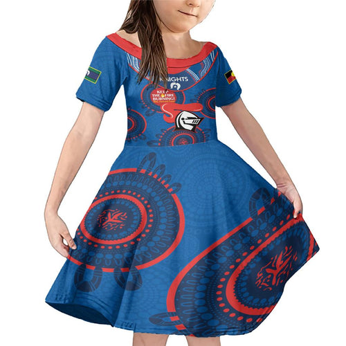 Custom NRL Knights NAIDOC Week Family Matching Mermaid Dress and Hawaiian Shirt Keep The Fire Burning Indigenous Art