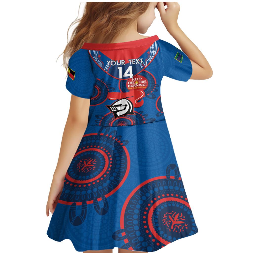 Custom NRL Knights NAIDOC Week Family Matching Mermaid Dress and Hawaiian Shirt Keep The Fire Burning Indigenous Art