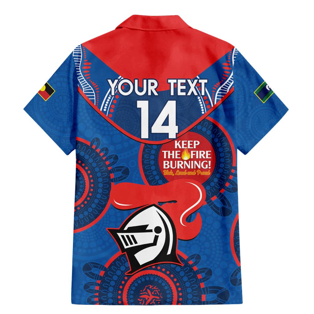 Custom NRL Knights NAIDOC Week Family Matching Mermaid Dress and Hawaiian Shirt Keep The Fire Burning Indigenous Art