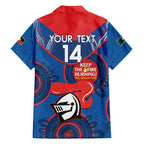Custom NRL Knights NAIDOC Week Family Matching Off Shoulder Maxi Dress and Hawaiian Shirt Keep The Fire Burning Indigenous Art