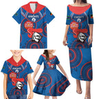 Custom NRL Knights NAIDOC Week Family Matching Puletasi and Hawaiian Shirt Keep The Fire Burning Indigenous Art