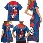 Custom NRL Knights NAIDOC Week Family Matching Short Sleeve Bodycon Dress and Hawaiian Shirt Keep The Fire Burning Indigenous Art