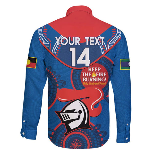 Custom NRL Knights NAIDOC Week Family Matching Short Sleeve Bodycon Dress and Hawaiian Shirt Keep The Fire Burning Indigenous Art