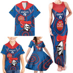 Custom NRL Knights NAIDOC Week Family Matching Tank Maxi Dress and Hawaiian Shirt Keep The Fire Burning Indigenous Art