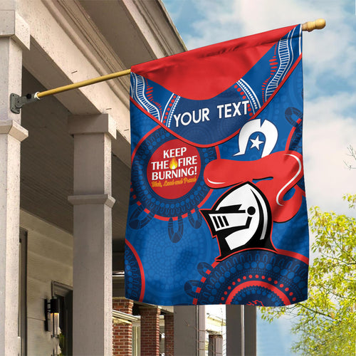 Custom NRL Knights NAIDOC Week Garden Flag Keep The Fire Burning Indigenous Art
