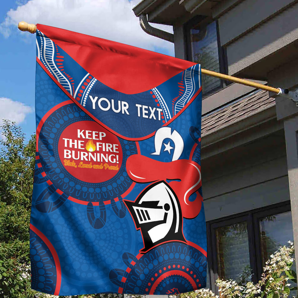 Custom NRL Knights NAIDOC Week Garden Flag Keep The Fire Burning Indigenous Art