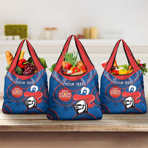 Custom NRL Knights NAIDOC Week Grocery Bag Keep The Fire Burning Indigenous Art
