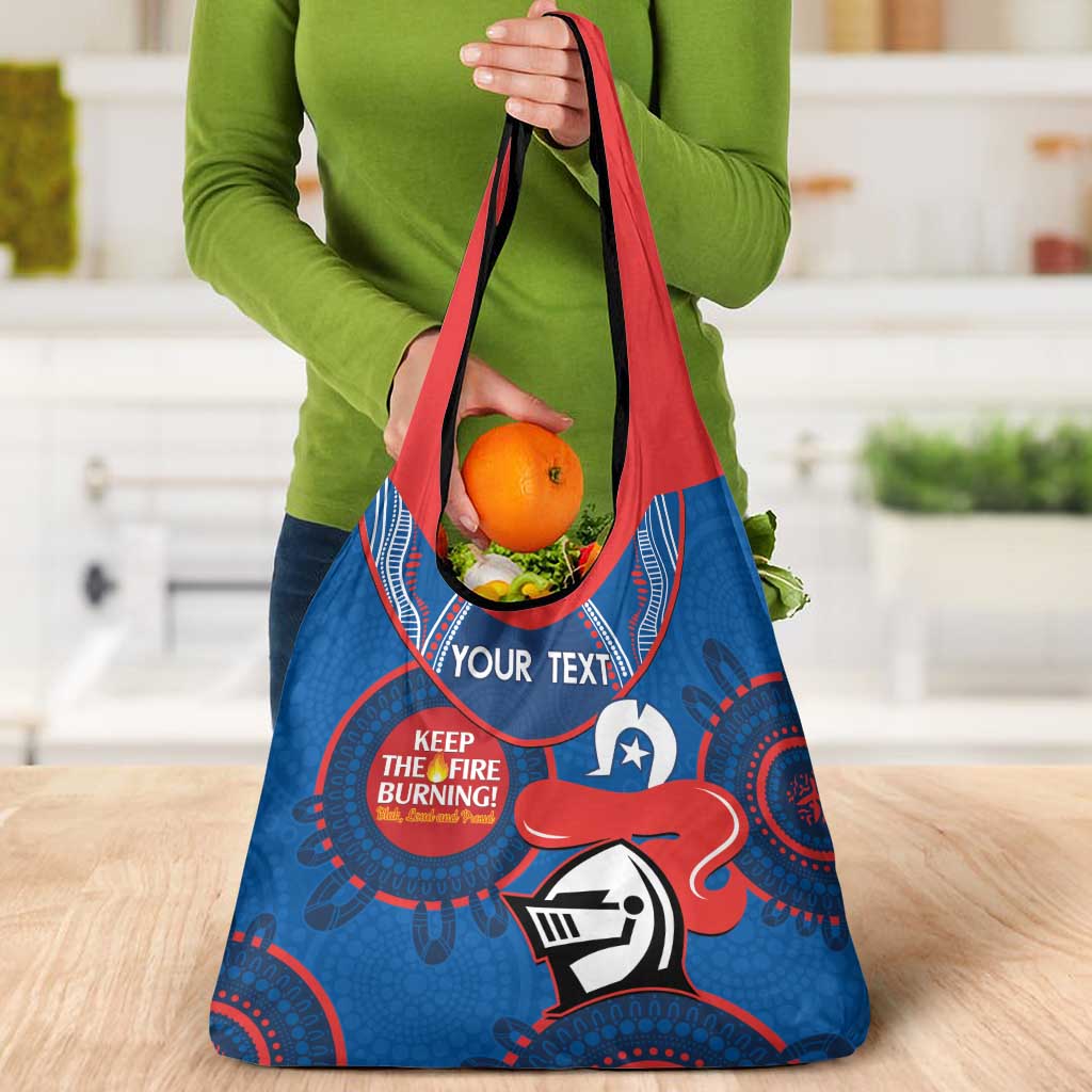 Custom NRL Knights NAIDOC Week Grocery Bag Keep The Fire Burning Indigenous Art