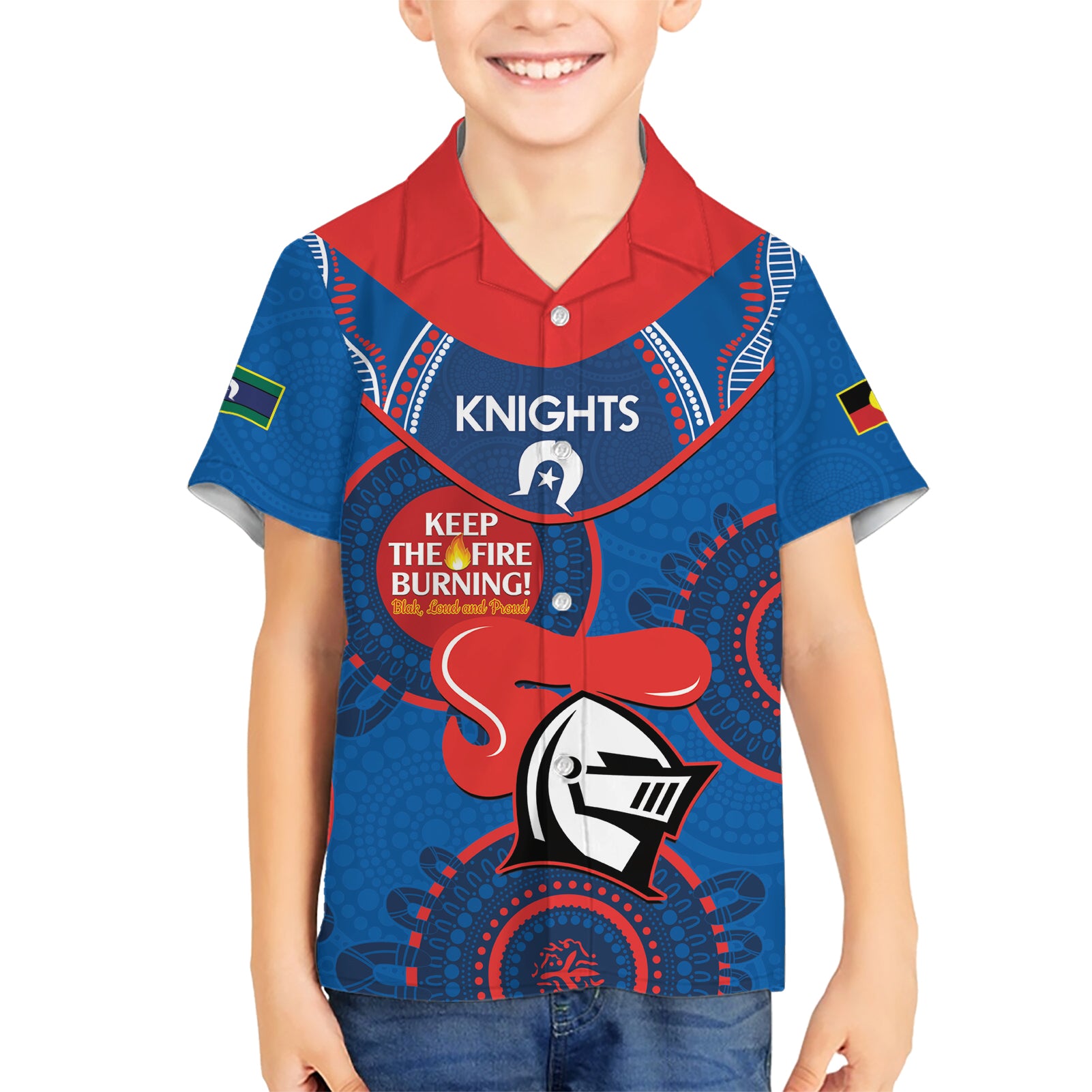 Custom NRL Knights NAIDOC Week Hawaiian Shirt Keep The Fire Burning Indigenous Art