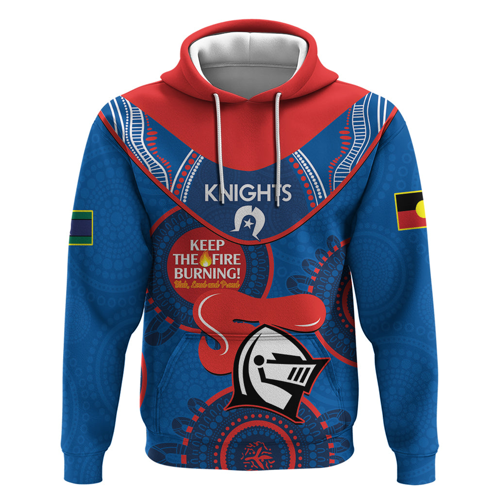 Custom NRL Knights NAIDOC Week Hoodie Keep The Fire Burning Indigenous Art