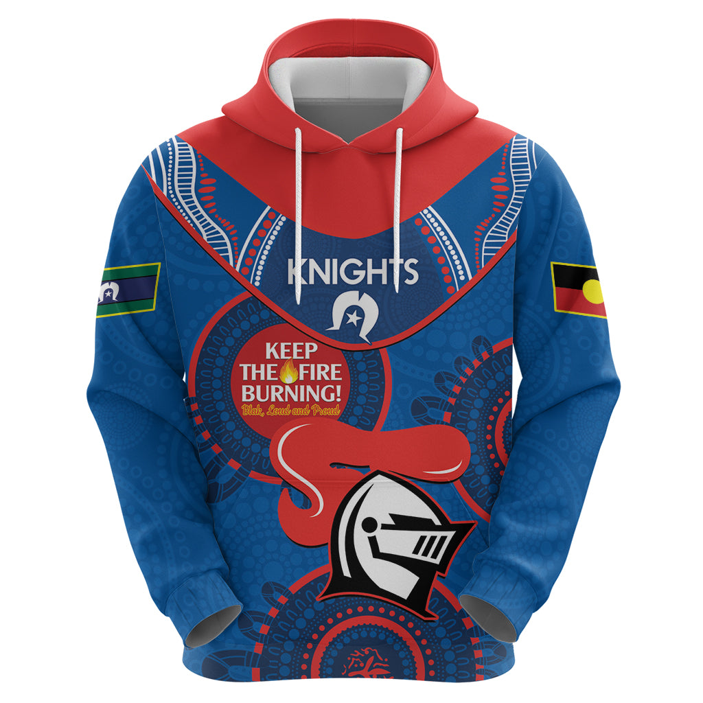 Custom NRL Knights NAIDOC Week Hoodie Keep The Fire Burning Indigenous Art