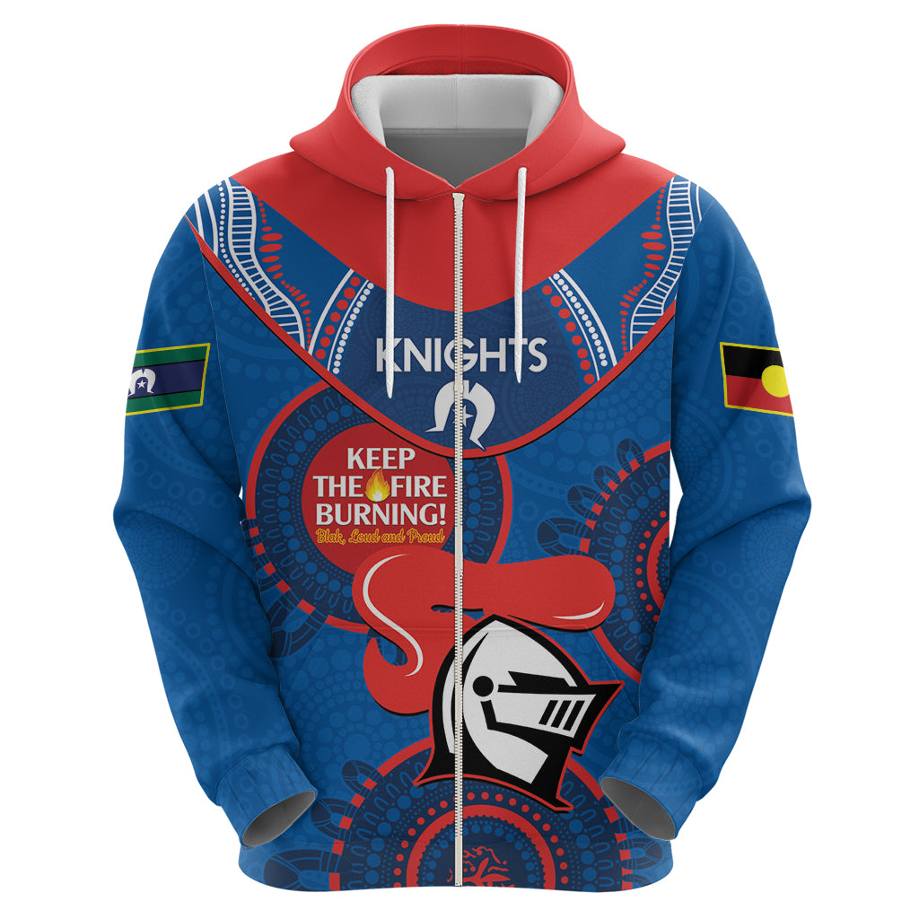 Custom NRL Knights NAIDOC Week Hoodie Keep The Fire Burning Indigenous Art