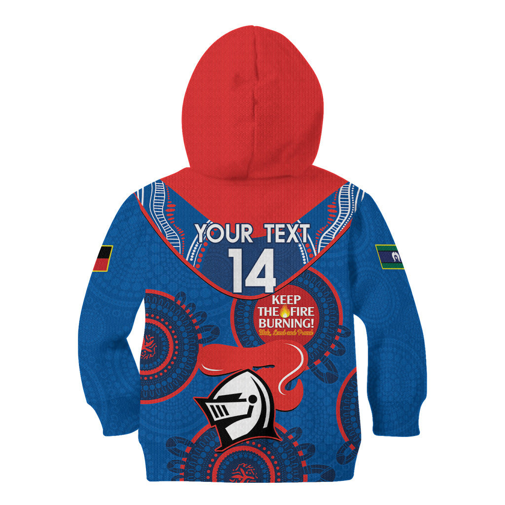 Custom NRL Knights NAIDOC Week Kid Hoodie Keep The Fire Burning Indigenous Art