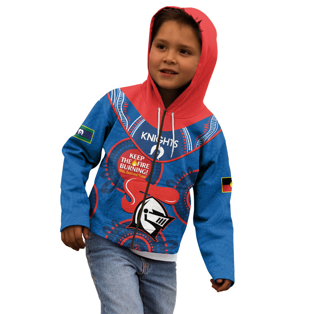 Custom NRL Knights NAIDOC Week Kid Hoodie Keep The Fire Burning Indigenous Art