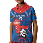 Custom NRL Knights NAIDOC Week Kid Polo Shirt Keep The Fire Burning Indigenous Art
