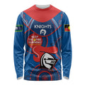 Custom NRL Knights NAIDOC Week Long Sleeve Shirt Keep The Fire Burning Indigenous Art