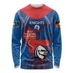 Custom NRL Knights NAIDOC Week Long Sleeve Shirt Keep The Fire Burning Indigenous Art