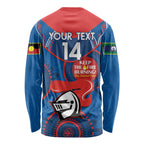 Custom NRL Knights NAIDOC Week Long Sleeve Shirt Keep The Fire Burning Indigenous Art