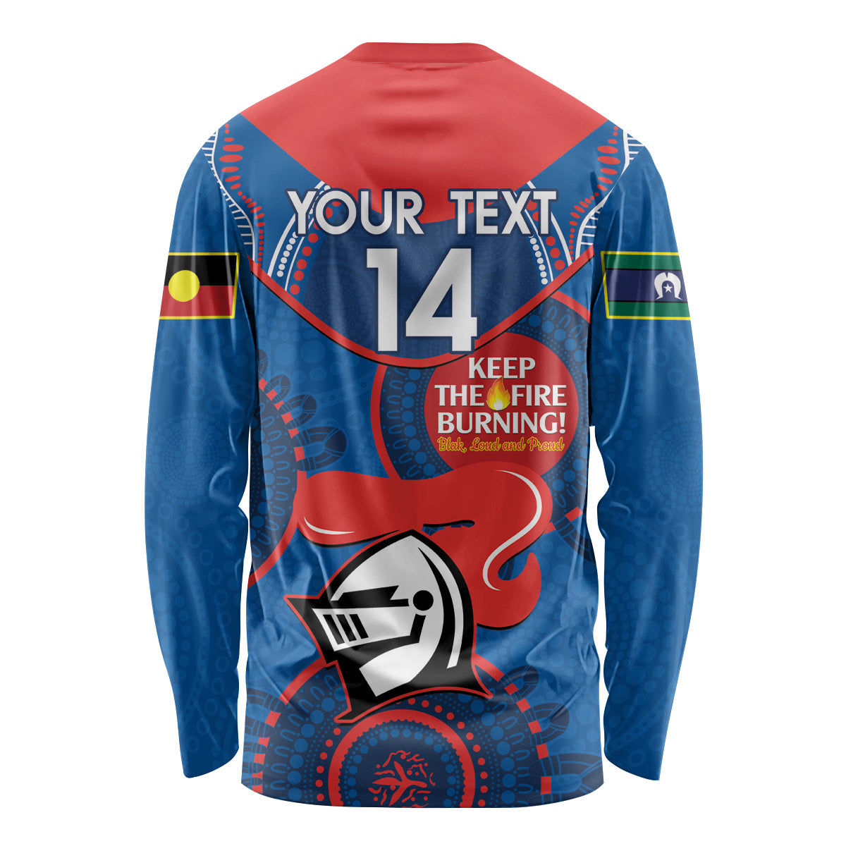 Custom NRL Knights NAIDOC Week Long Sleeve Shirt Keep The Fire Burning Indigenous Art
