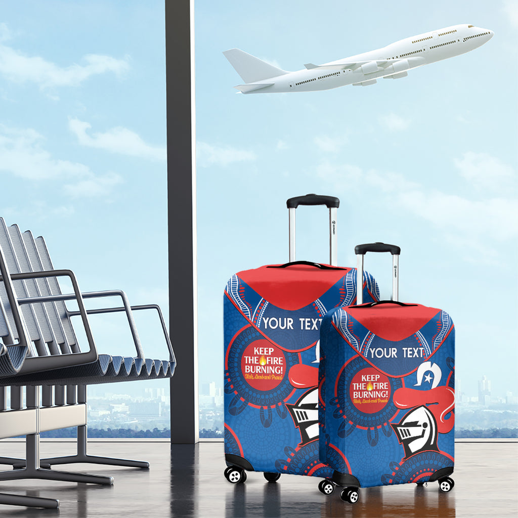 Custom NRL Knights NAIDOC Week Luggage Cover Keep The Fire Burning Indigenous Art