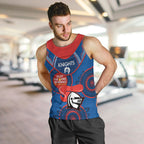 Custom NRL Knights NAIDOC Week Men Tank Top Keep The Fire Burning Indigenous Art