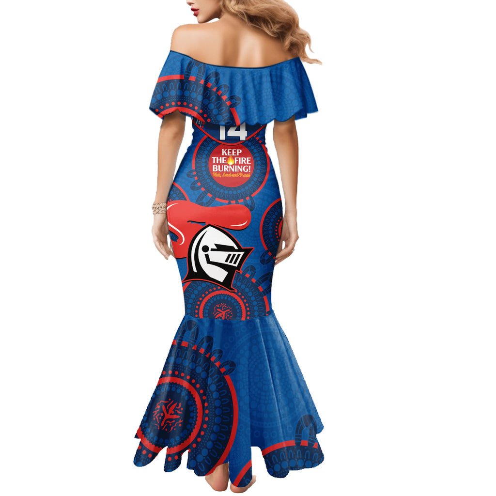 Custom NRL Knights NAIDOC Week Mermaid Dress Keep The Fire Burning Indigenous Art