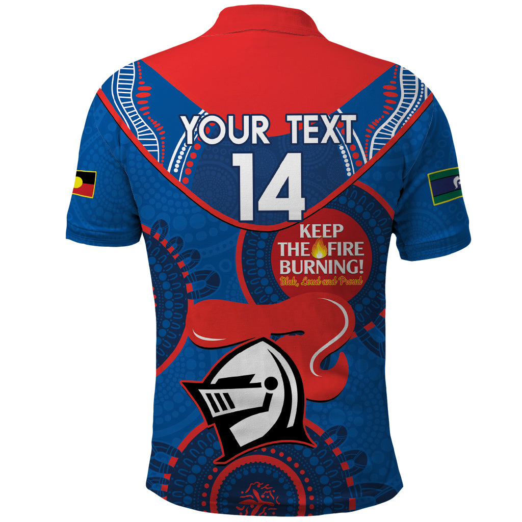 Custom NRL Knights NAIDOC Week Polo Shirt Keep The Fire Burning Indigenous Art