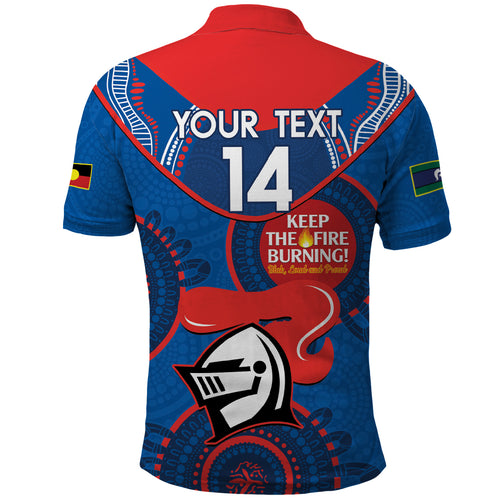 Custom NRL Knights NAIDOC Week Polo Shirt Keep The Fire Burning Indigenous Art