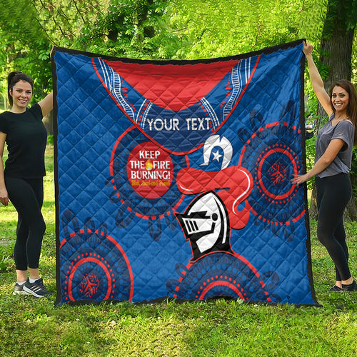 Custom NRL Knights NAIDOC Week Quilt Keep The Fire Burning Indigenous Art