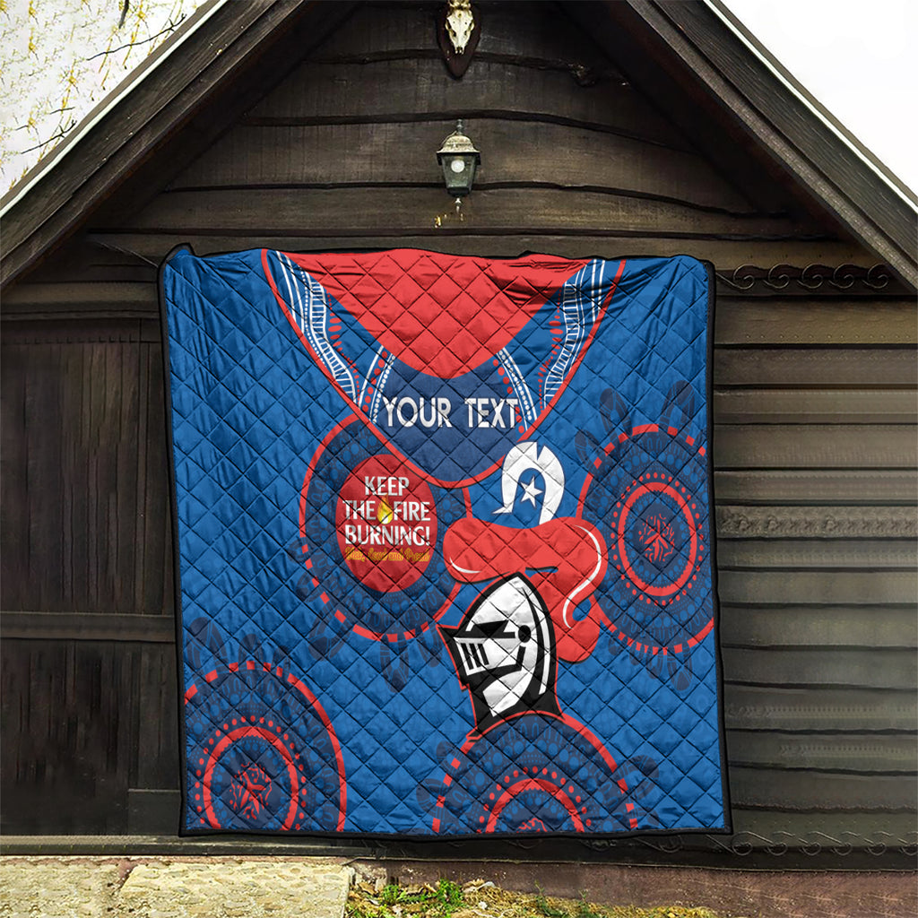 Custom NRL Knights NAIDOC Week Quilt Keep The Fire Burning Indigenous Art