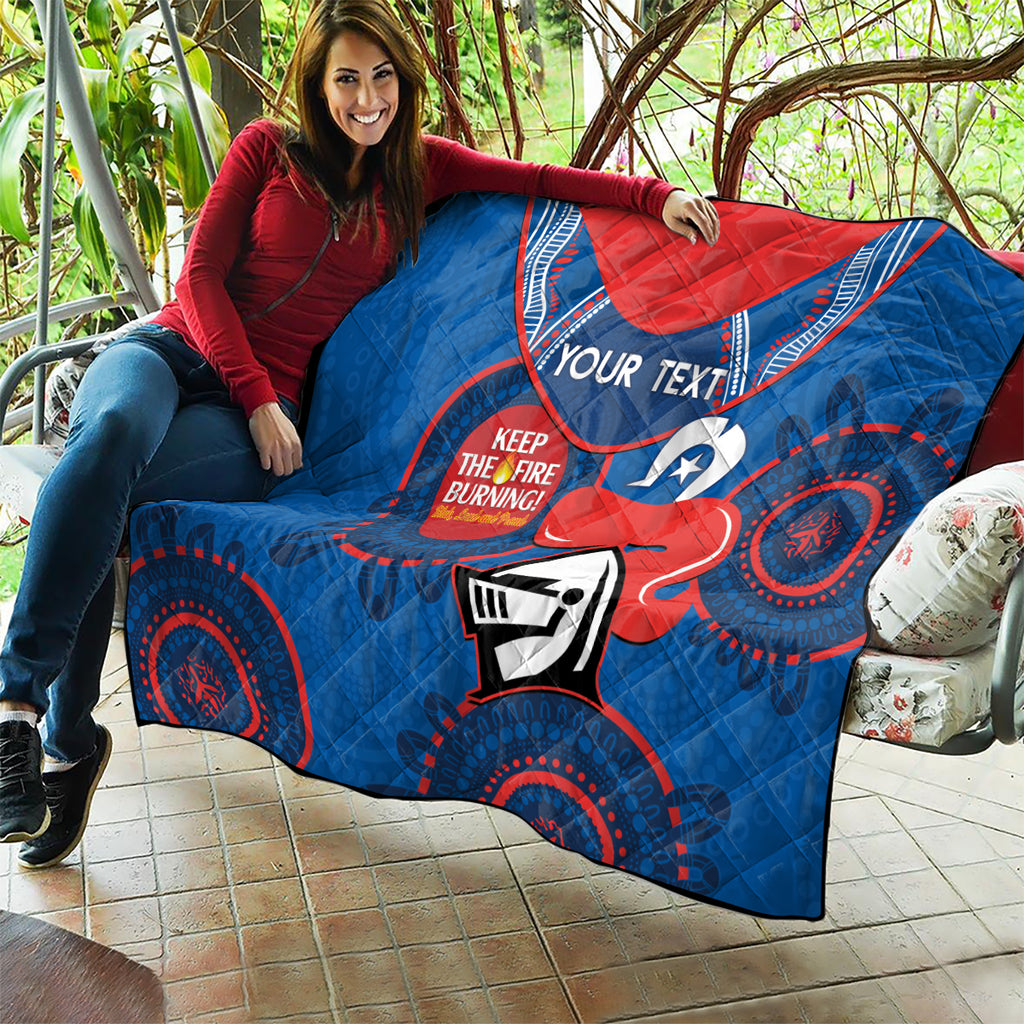 Custom NRL Knights NAIDOC Week Quilt Keep The Fire Burning Indigenous Art