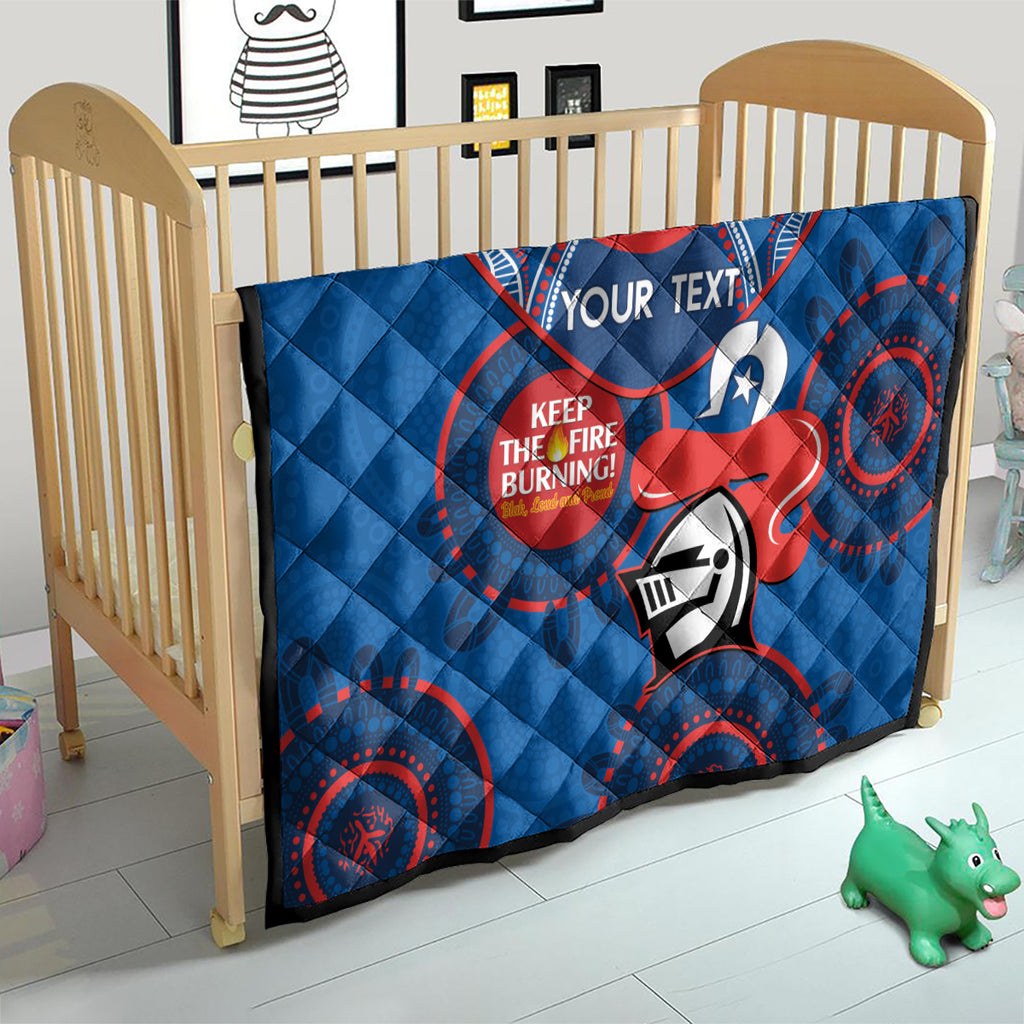 Custom NRL Knights NAIDOC Week Quilt Keep The Fire Burning Indigenous Art