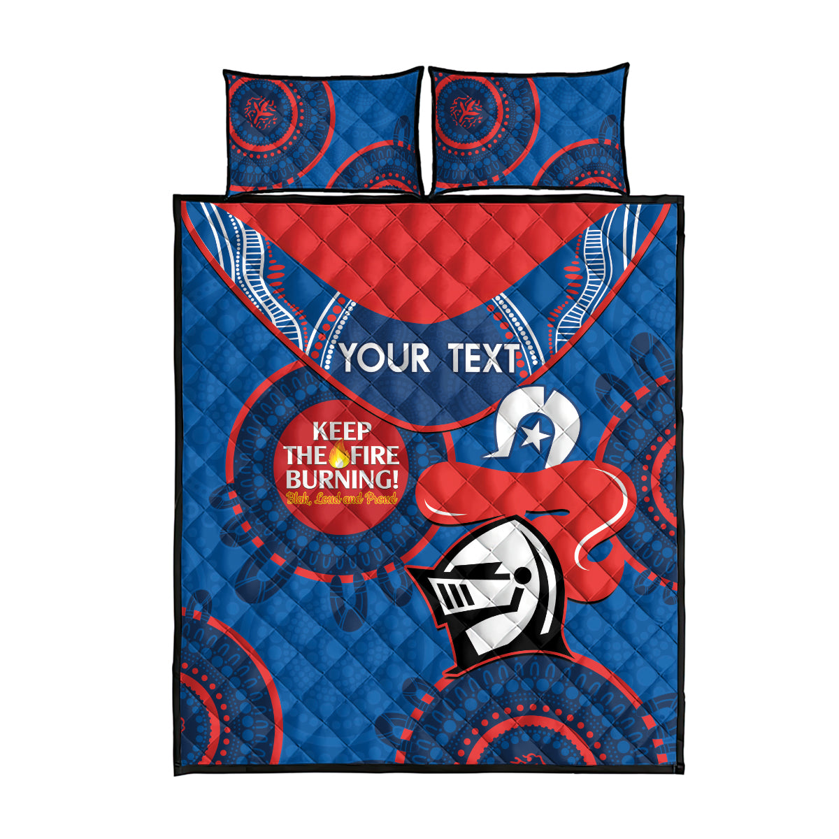 Custom NRL Knights NAIDOC Week Quilt Bed Set Keep The Fire Burning Indigenous Art
