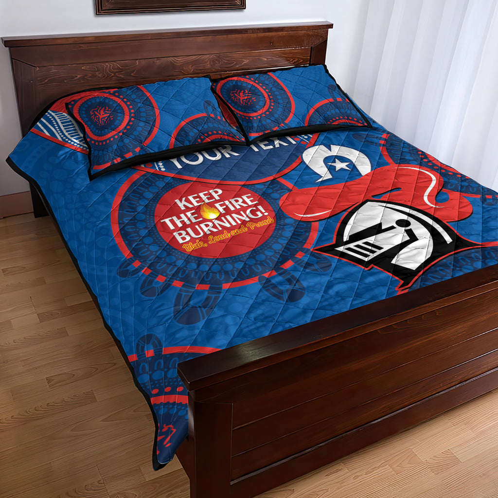 Custom NRL Knights NAIDOC Week Quilt Bed Set Keep The Fire Burning Indigenous Art