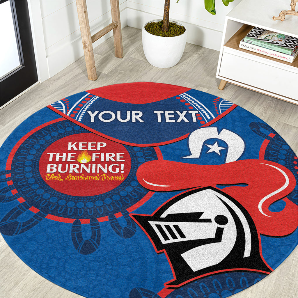 Custom NRL Knights NAIDOC Week Round Carpet Keep The Fire Burning Indigenous Art