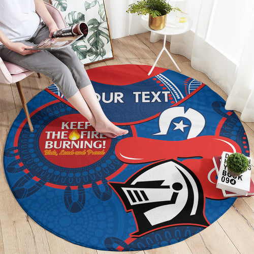 Custom NRL Knights NAIDOC Week Round Carpet Keep The Fire Burning Indigenous Art