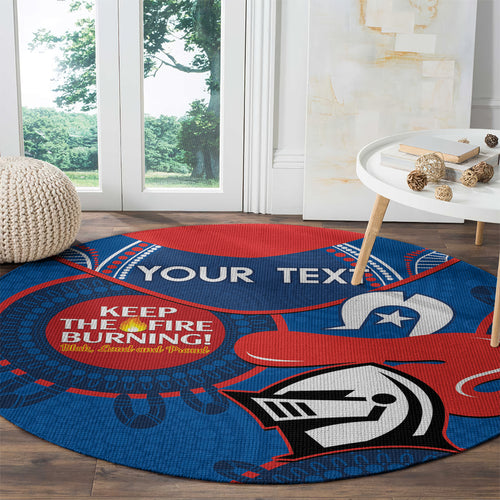 Custom NRL Knights NAIDOC Week Round Carpet Keep The Fire Burning Indigenous Art