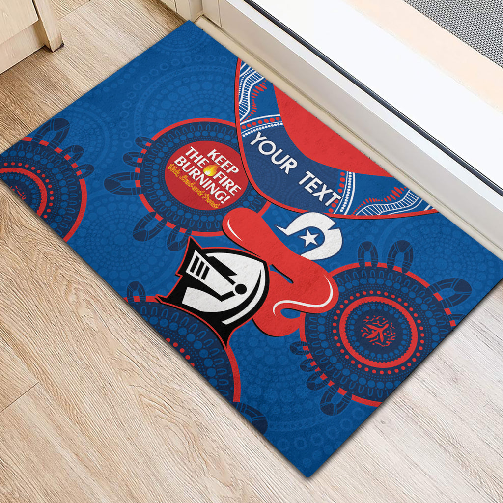 Custom NRL Knights NAIDOC Week Rubber Doormat Keep The Fire Burning Indigenous Art