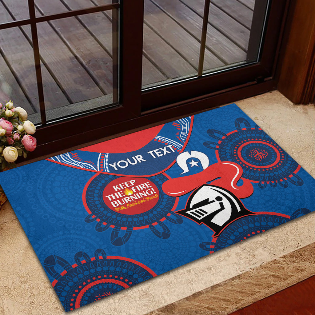 Custom NRL Knights NAIDOC Week Rubber Doormat Keep The Fire Burning Indigenous Art