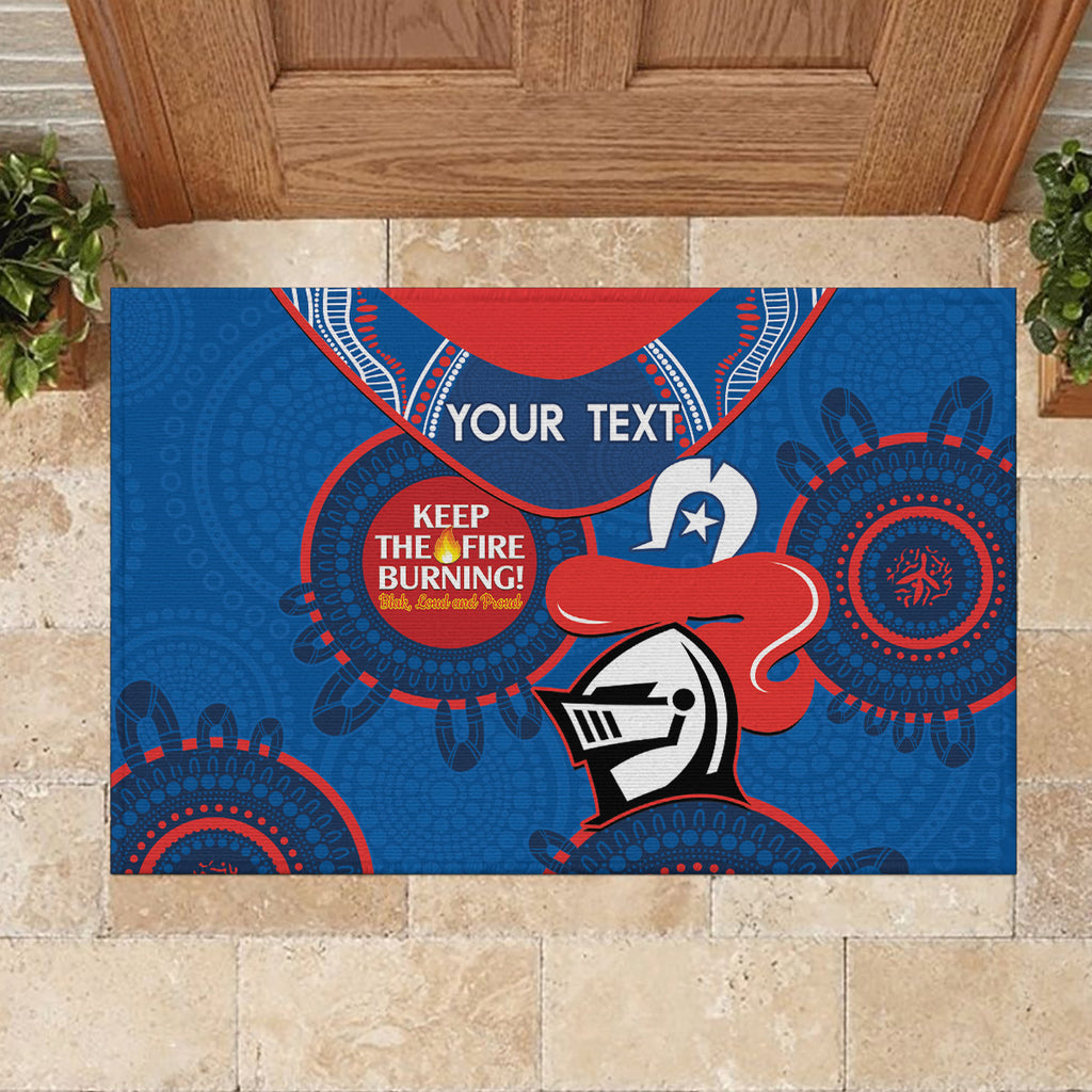 Custom NRL Knights NAIDOC Week Rubber Doormat Keep The Fire Burning Indigenous Art