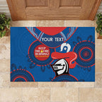Custom NRL Knights NAIDOC Week Rubber Doormat Keep The Fire Burning Indigenous Art