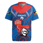 Custom NRL Knights NAIDOC Week Rugby Jersey Keep The Fire Burning Indigenous Art