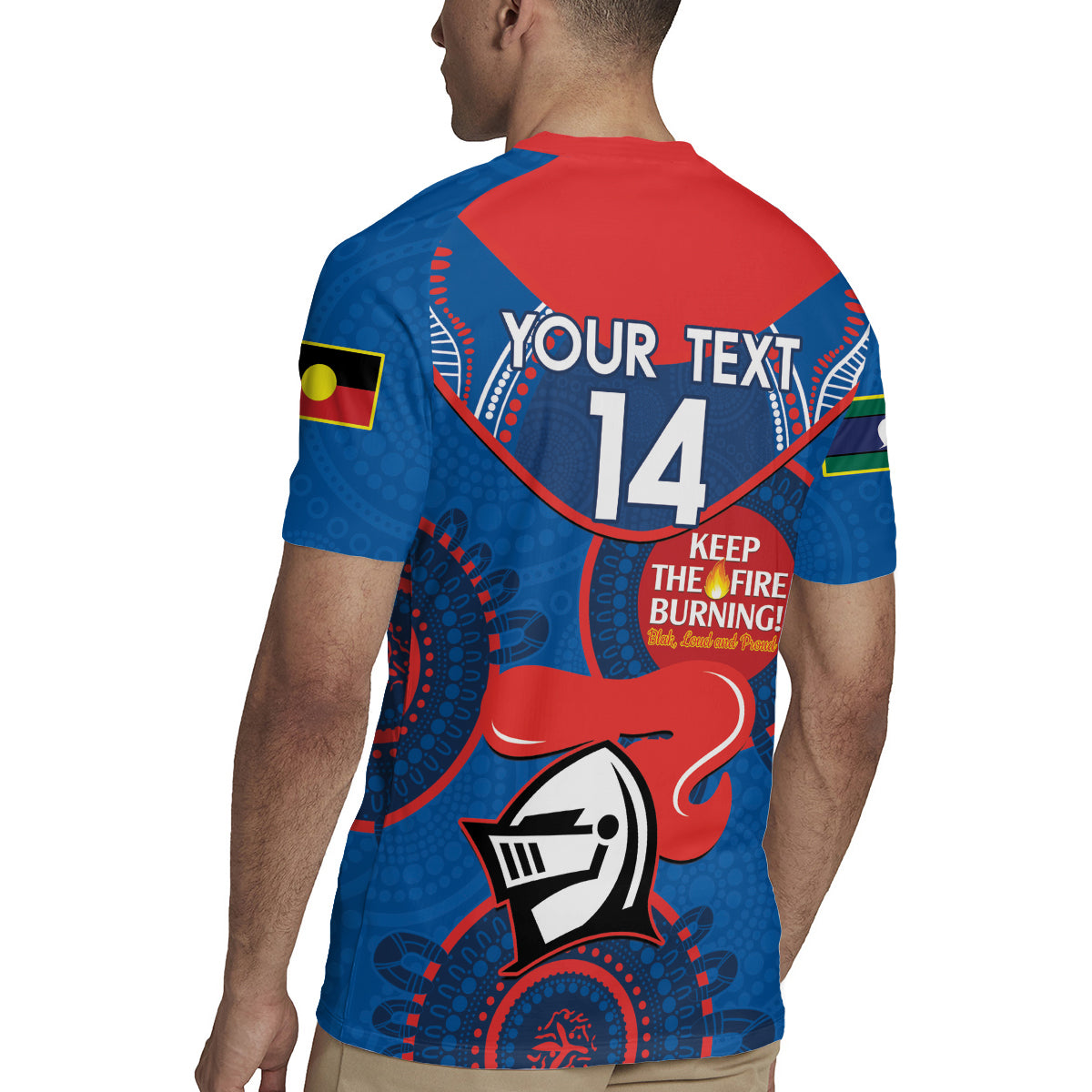 Custom NRL Knights NAIDOC Week Rugby Jersey Keep The Fire Burning Indigenous Art