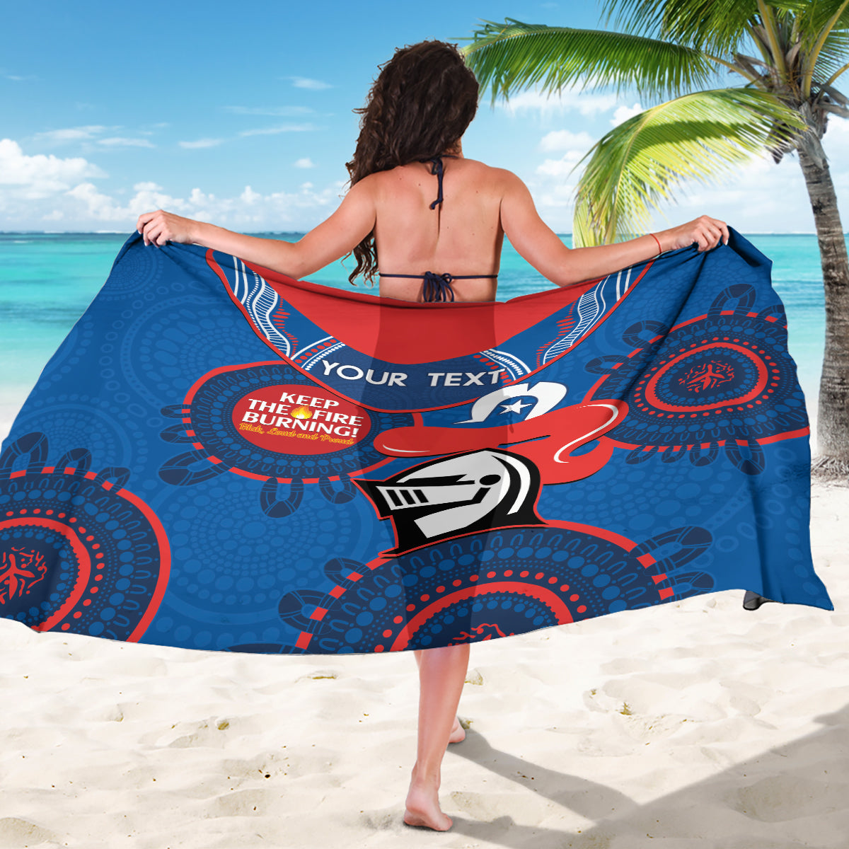 Custom NRL Knights NAIDOC Week Sarong Keep The Fire Burning Indigenous Art