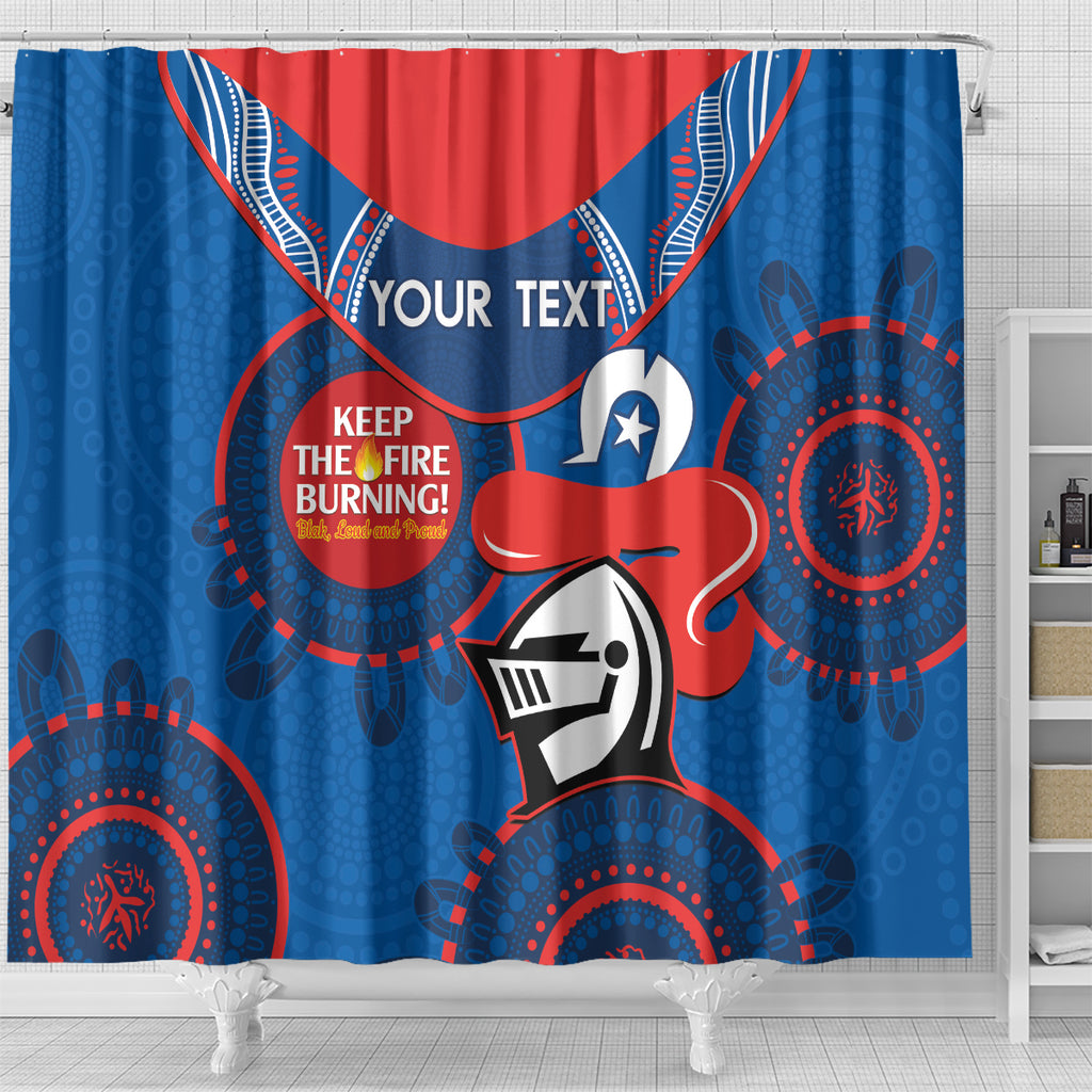 Custom NRL Knights NAIDOC Week Shower Curtain Keep The Fire Burning Indigenous Art