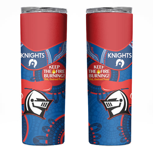 NRL Knights NAIDOC Week Skinny Tumbler Keep The Fire Burning Indigenous Art