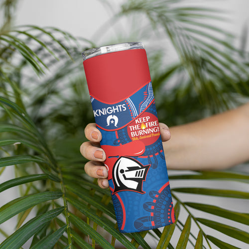 NRL Knights NAIDOC Week Skinny Tumbler Keep The Fire Burning Indigenous Art