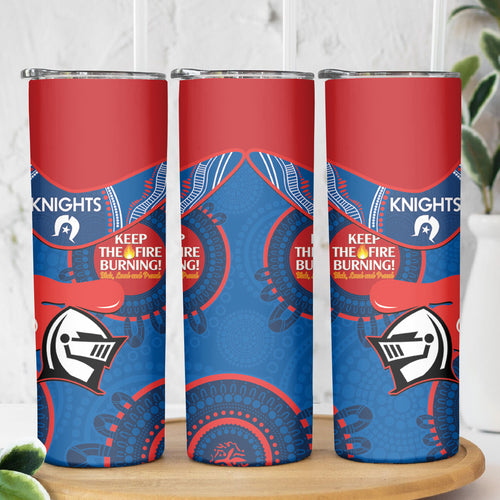 NRL Knights NAIDOC Week Skinny Tumbler Keep The Fire Burning Indigenous Art